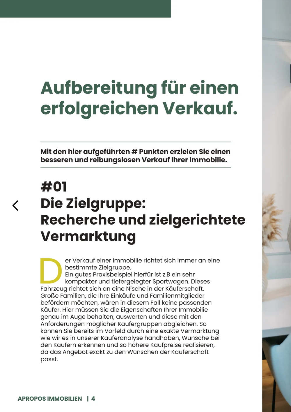 Seite aus dem Magazin von APROPOS Immobilien zum Thema Zielgruppe