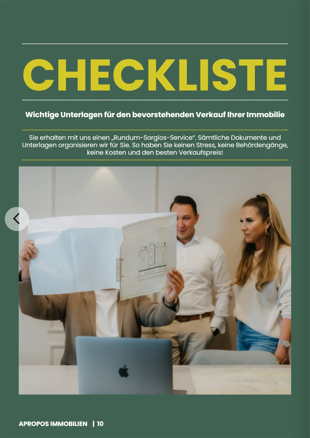 Seite aus dem Magazin von APROPOS Immobilien mit der Checkliste für den Verkauf